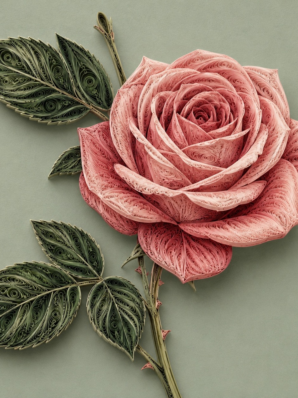 8x8 Black Framed Quilled Pink Rose Wall Art | Elegant Floral Paper Art Print